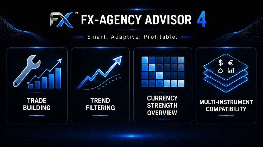 FX-Agency Advisor 4 Review – four core panel features illustrated