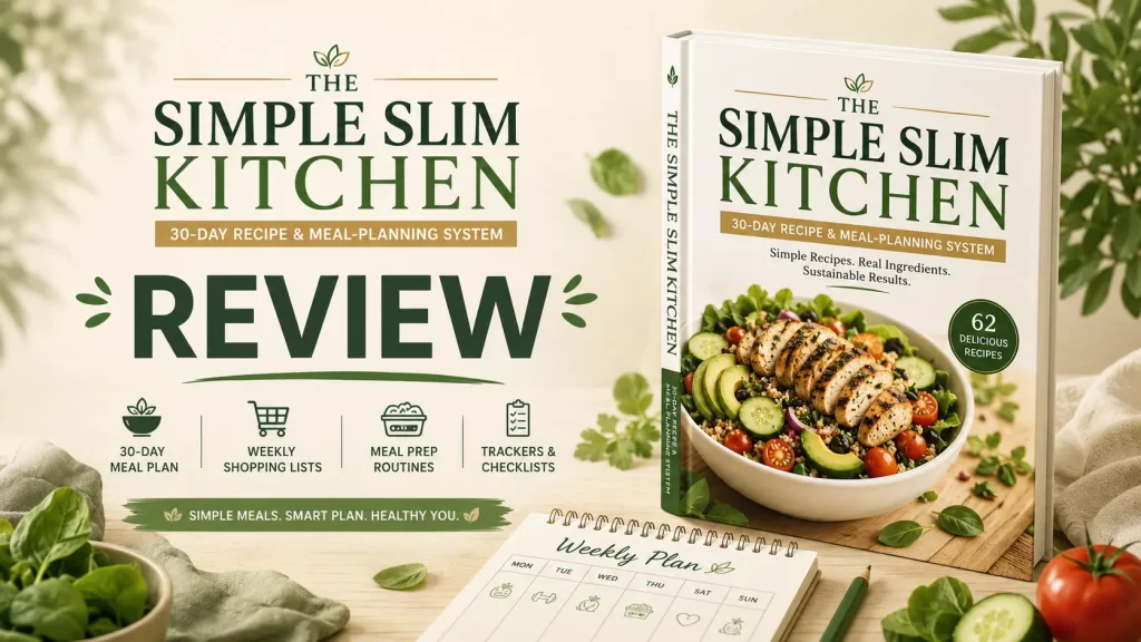 The Simple Slim Kitchen Review – hero banner showing the 30 day meal plan concept